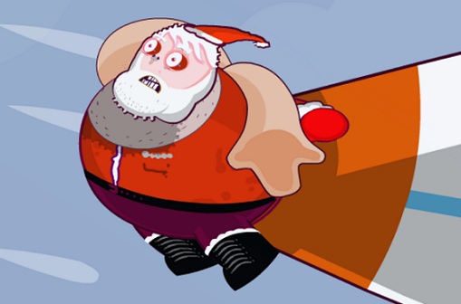 Santa Drinking And Flying